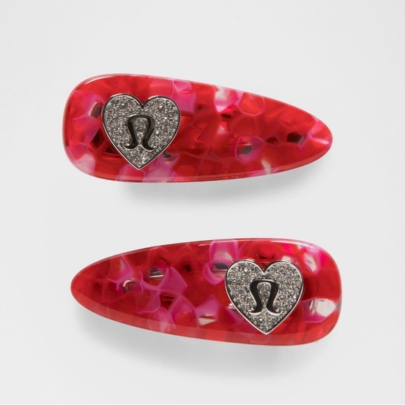 lululemon athletica Accessories - Lululemon Jewelled Alligator Clips 2 Pack (Oxford Red/Candy Cloud/Silver)